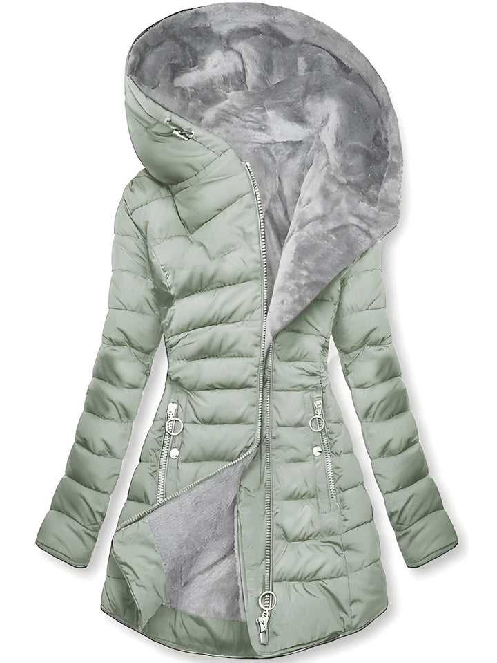 Women’s Fluffy Winter Jacket | Slim Fit Hooded Coat | Warm Plush Collar
