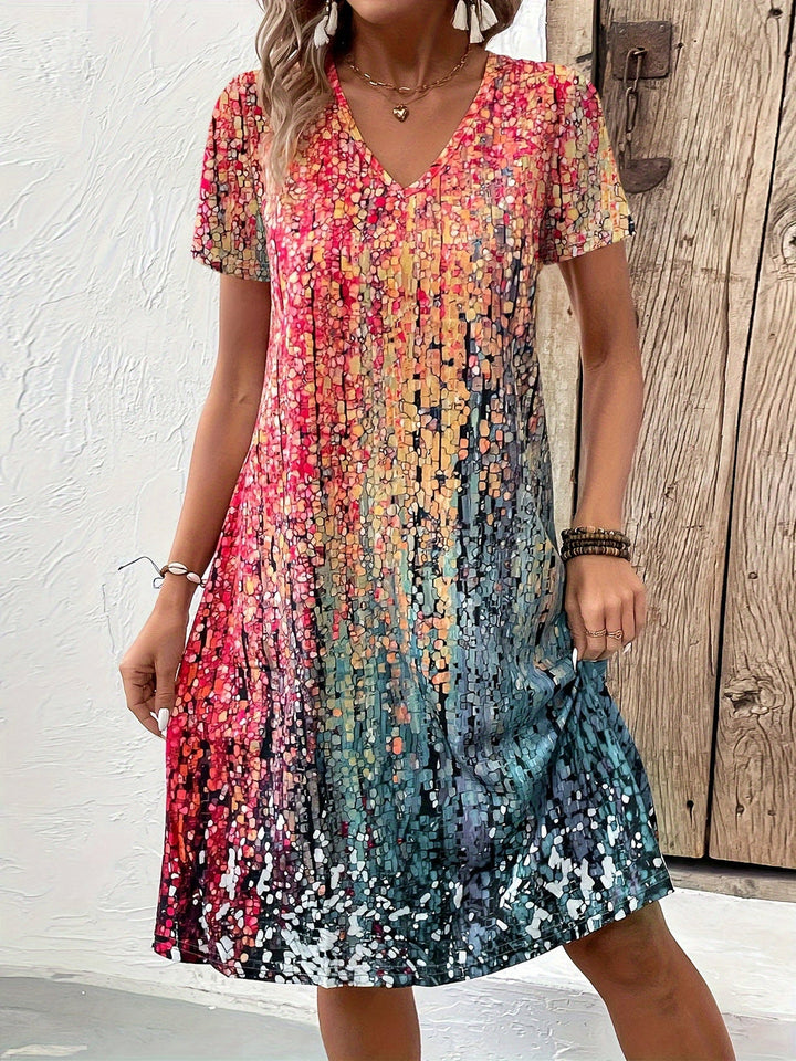 Women's Summer Dress | V-Neck | Beach Style & Comfortable | Short Sleeves