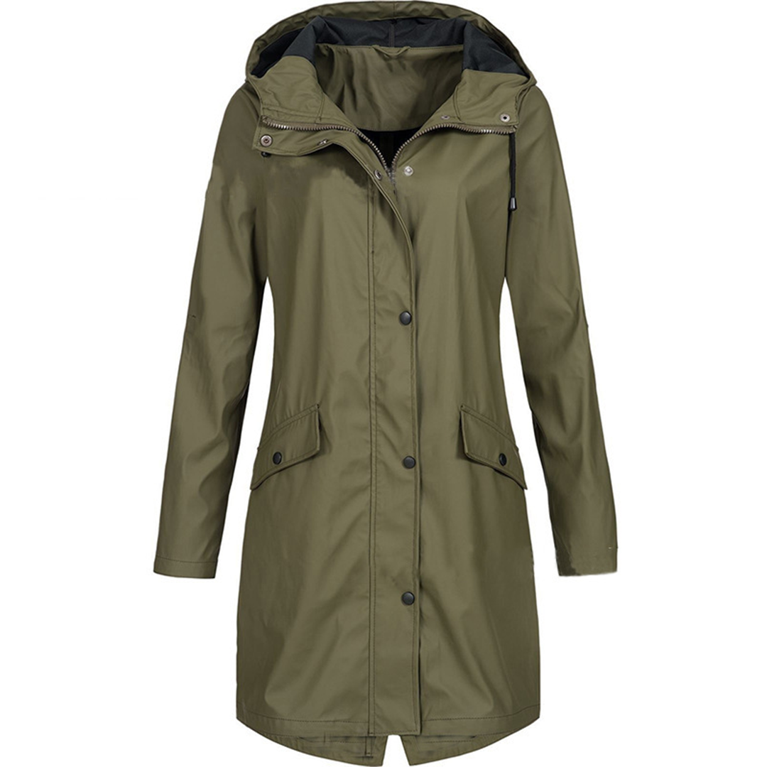 Women’s Long Raincoat | Waterproof | Hood & Pockets