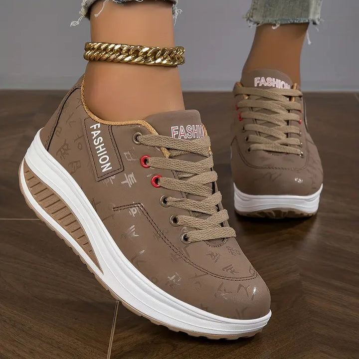 Women’s Trainers | PU Leather Platform Sneakers | Casual Shoes