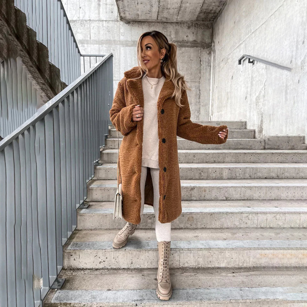 Women’s Jacket | Long Sleeves & Folded Collar | Single-Breasted & Soft Knit