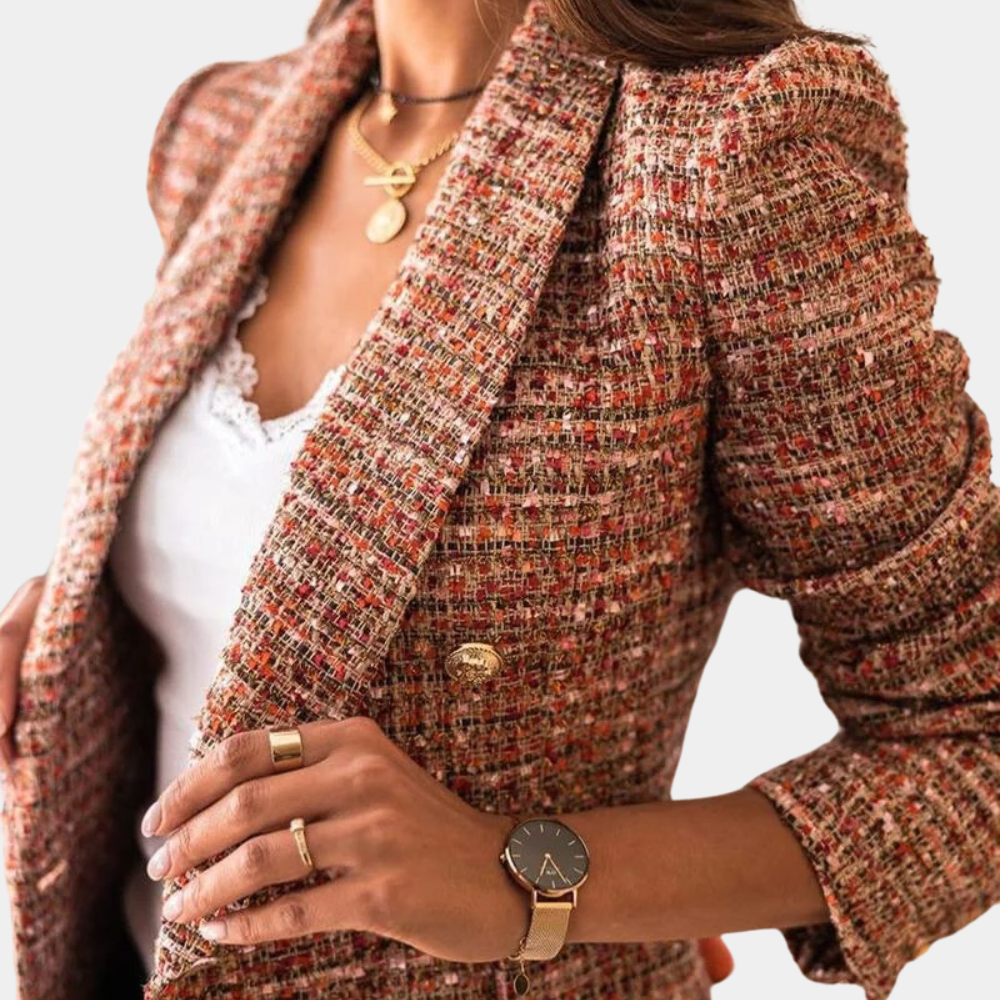 Women’s Blazer | Double-Breasted | Checked | Synthetic