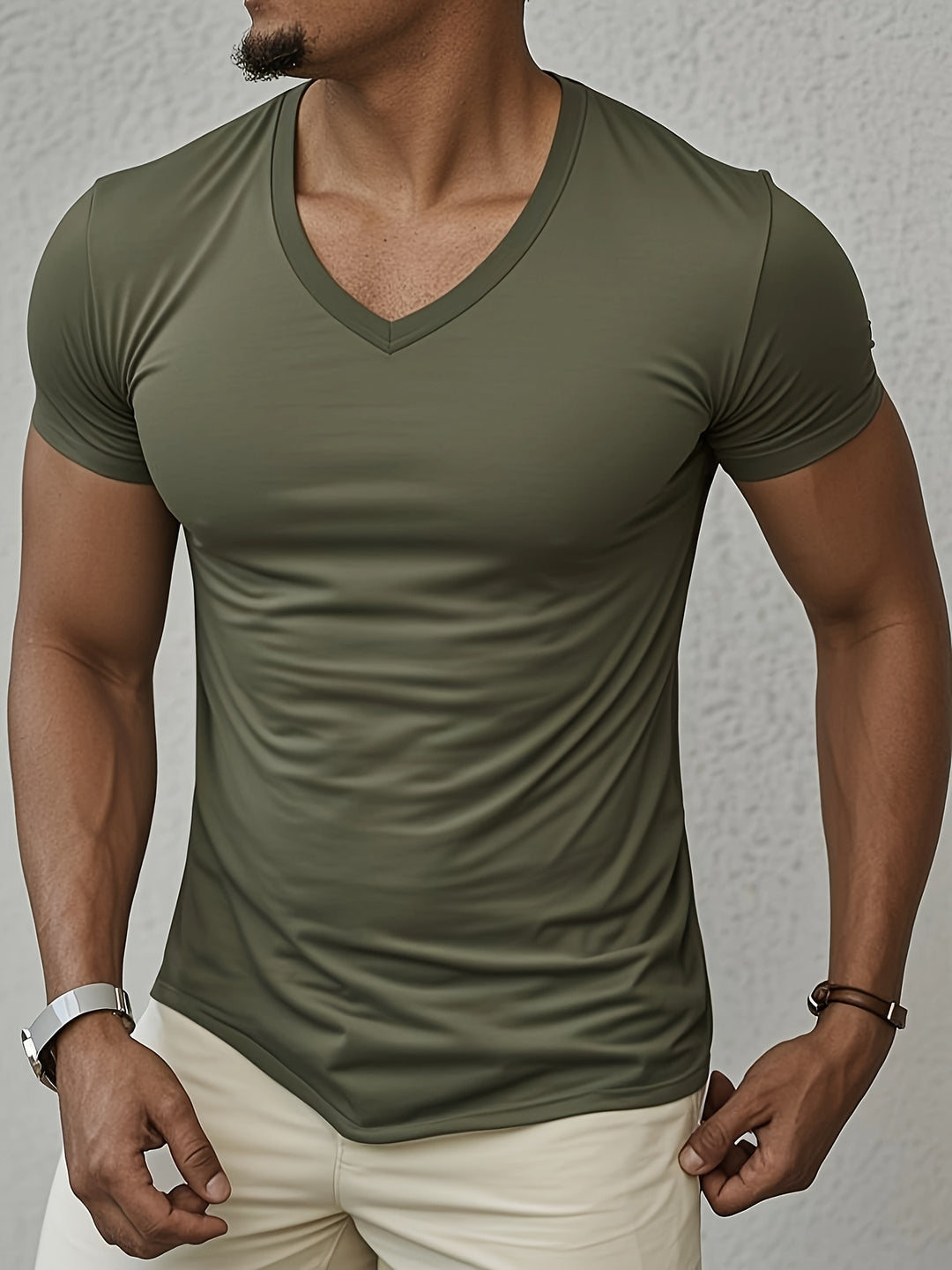 Men’s T-Shirt | V-Neck & Short Sleeves | Casual & Comfortable | Lightweight Polyester