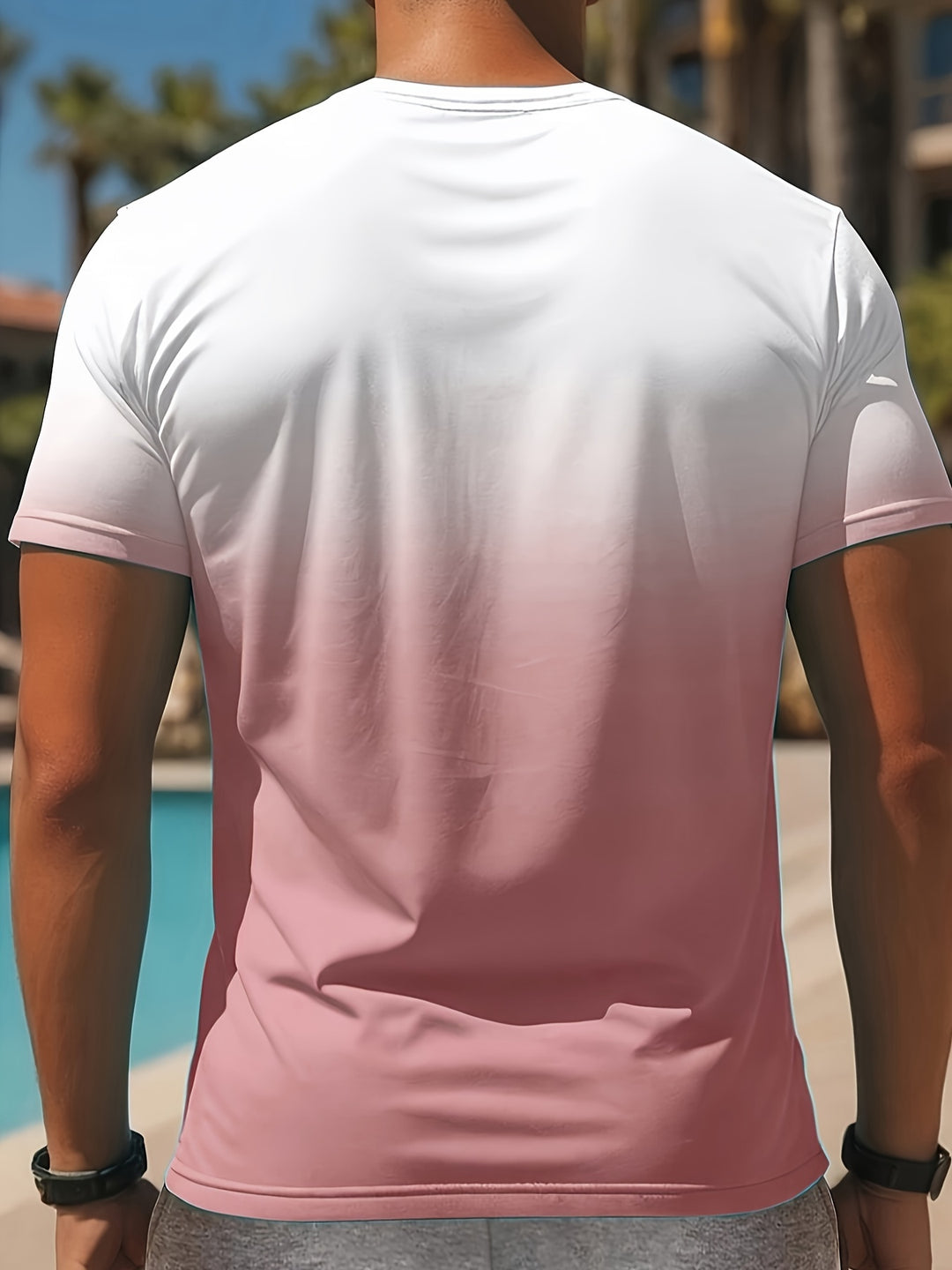 Men’s T-Shirt | Crew Neck & Ombre Print | Lightweight & Stylish | Polyester