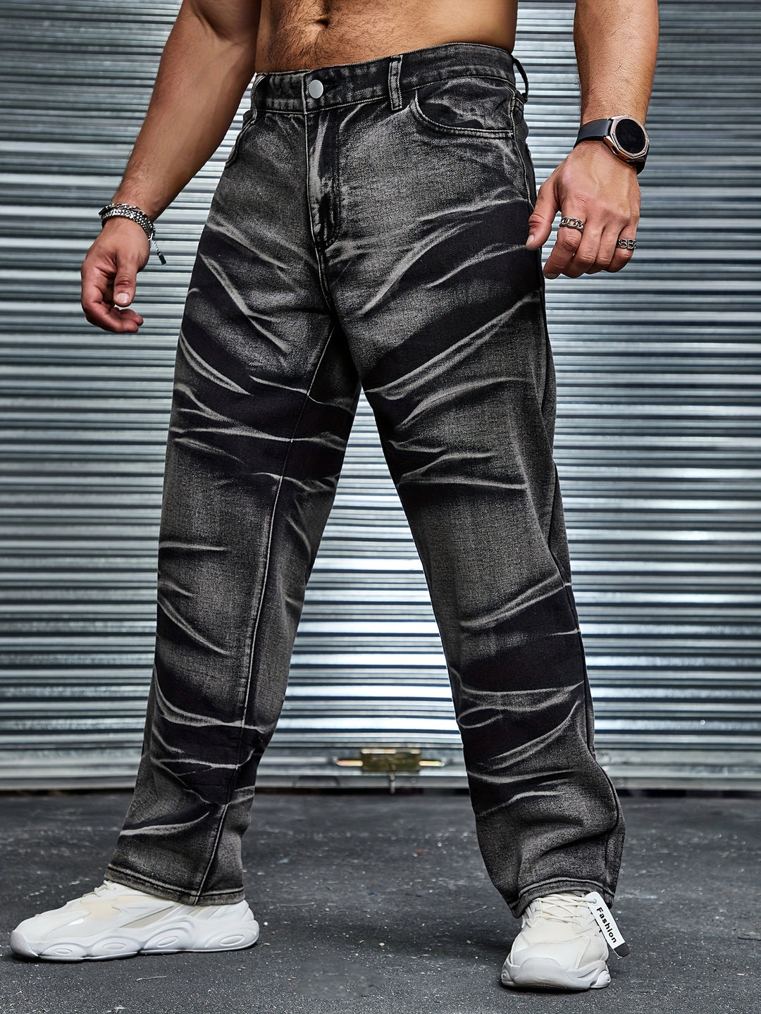 Men’s Jeans | Tie-Dye Print | Casual Cotton Blend | Plus Size | Straight Fit