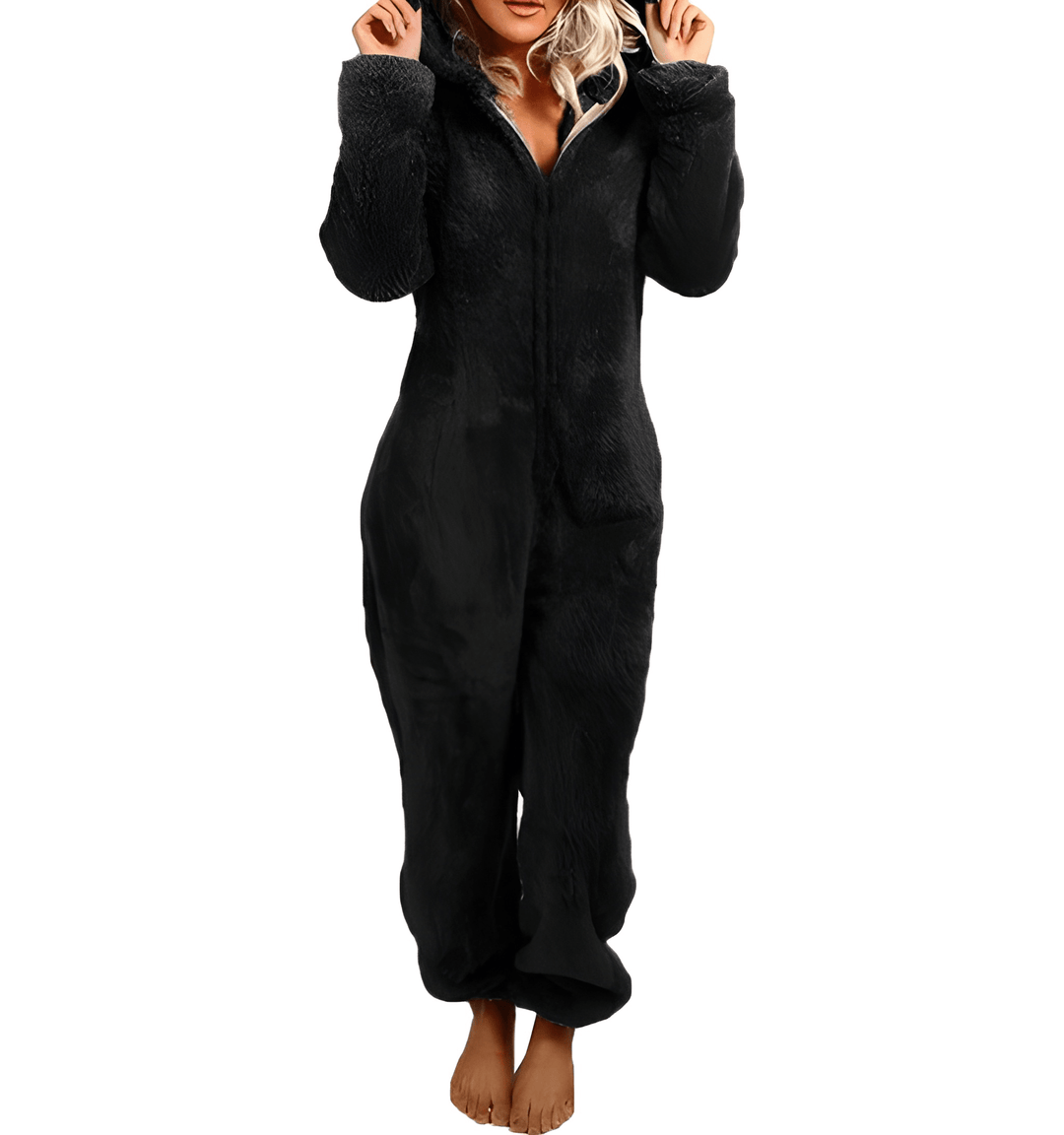 Women's Jumpsuit | Thick Fleece Loungewear | Hooded & Zippered | Long Sleeves