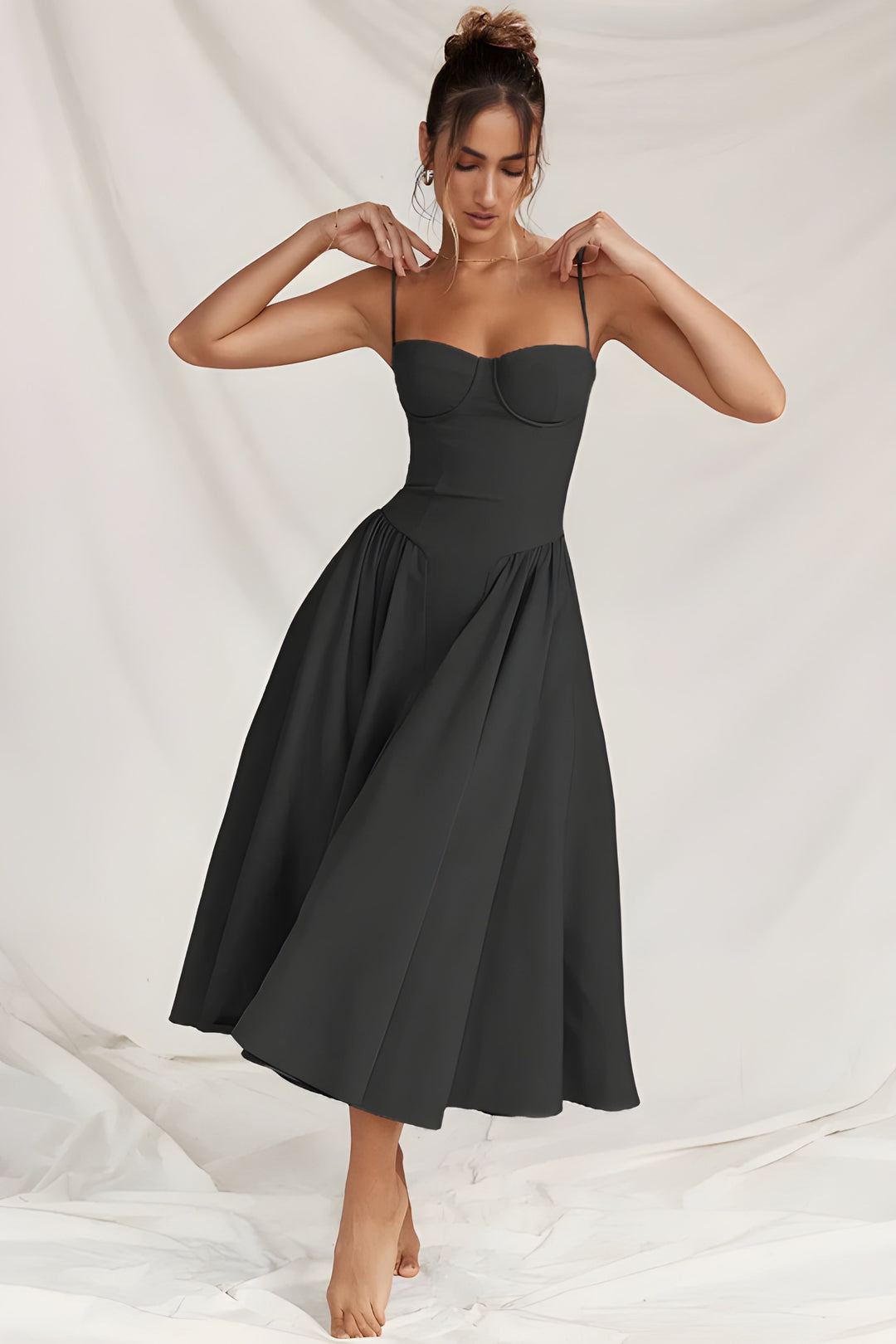 Women's Dress | Spaghetti Strap Retro Style | French Court Look | Polyester Fibre