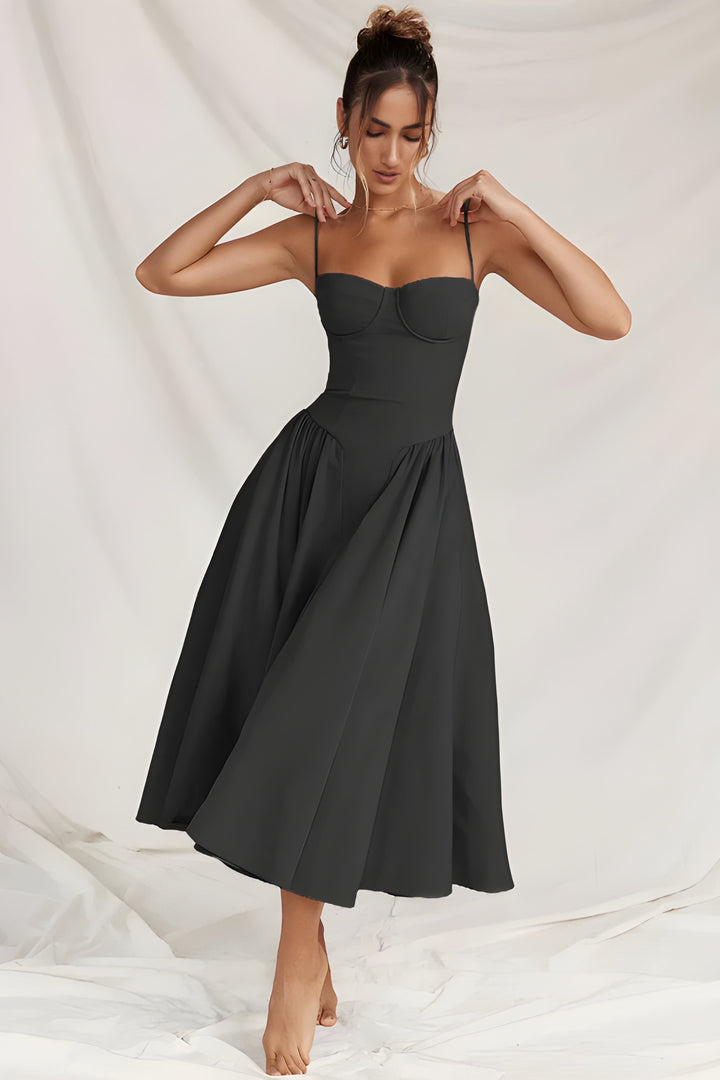 Women's Dress | Spaghetti Strap Retro Style | French Court Look | Polyester Fibre