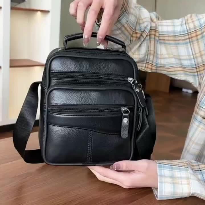 Men’s Shoulder Bag | Genuine Cowhide Leather | Adjustable Strap & Functional Design