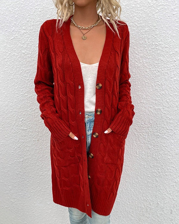 Women’s Cardigan | Long Knit Jumper | Loose Fit with Button Closure