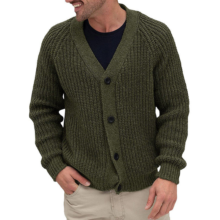 Men's Sweatshirt | Chunky Knit Button Cardigan | Mens Clothing