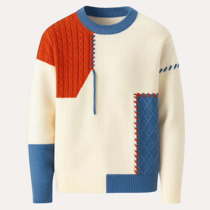 Men's Sweatshirt | Patchwork Casual Style | Elegant Mens Clothing