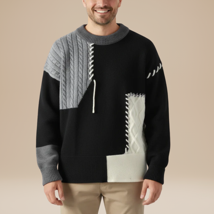 Men's Sweatshirt | Patchwork Casual Style | Elegant Mens Clothing