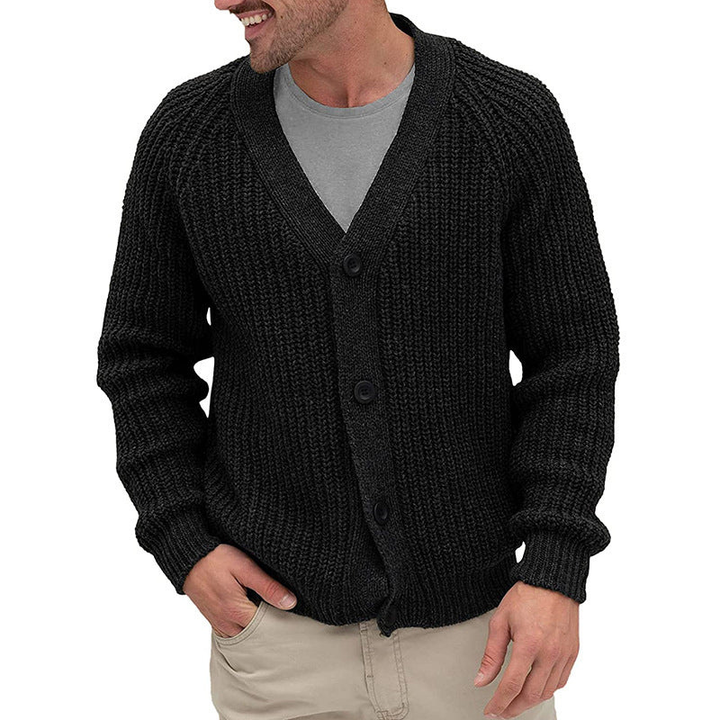 Men's Sweatshirt | Chunky Knit Button Cardigan | Mens Clothing