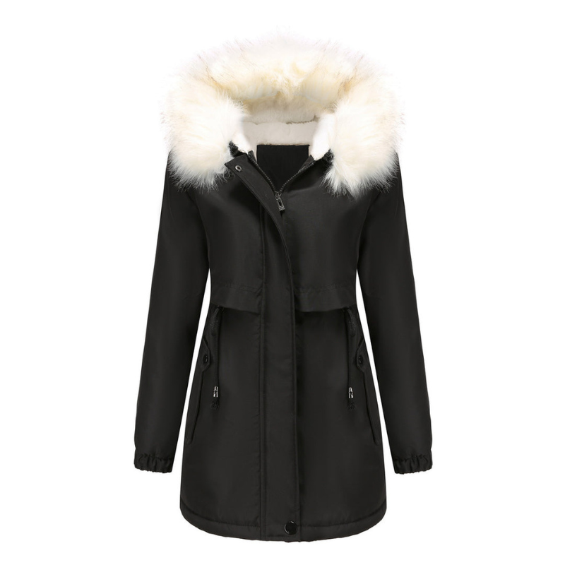 Fluffy Jacket Womens | Hooded Fur Collar | Stylish Winter Clothing