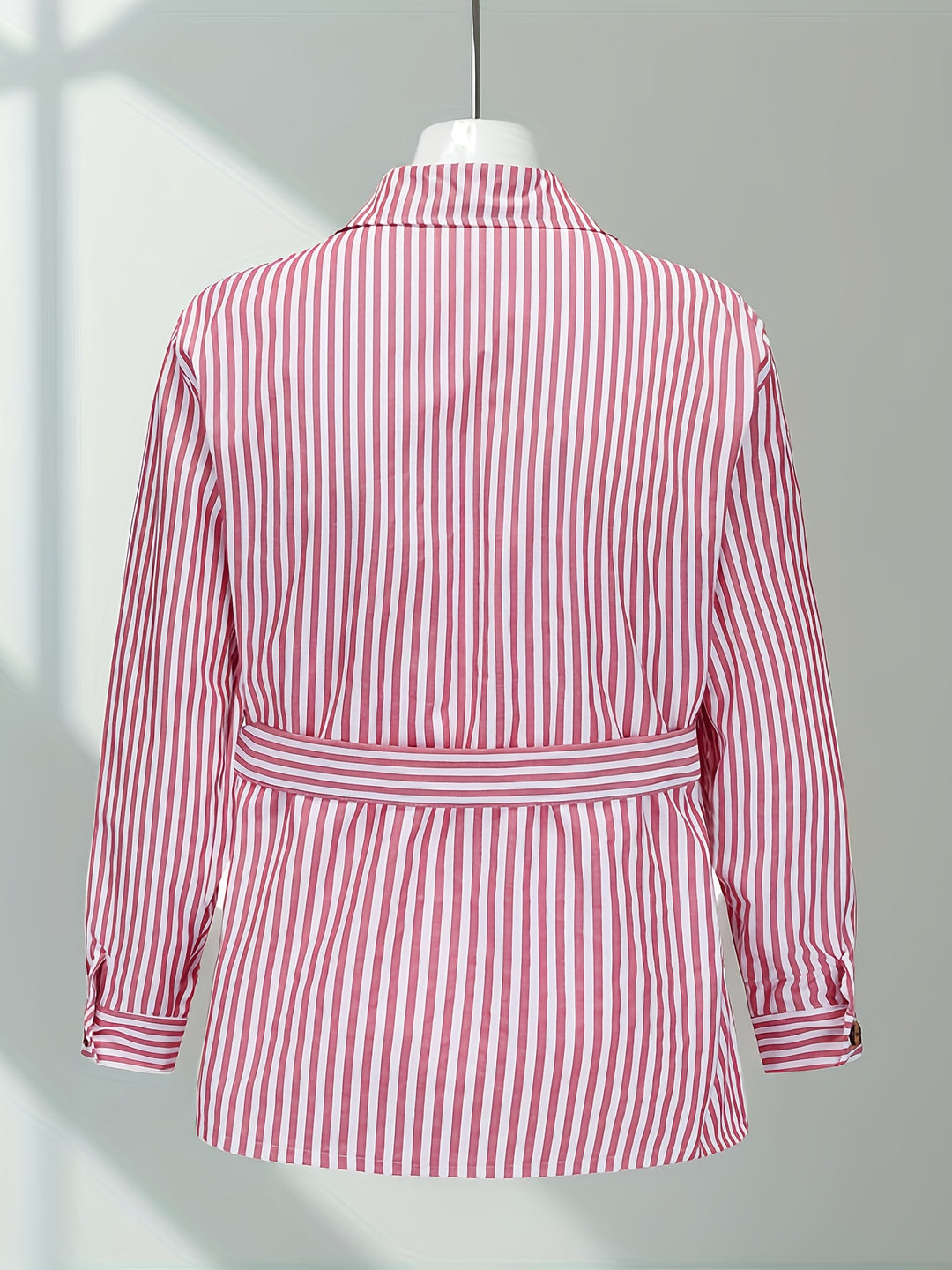 Men’s Jacket | Vertical Stripes | Classic Collar & Belt Details | All-Season