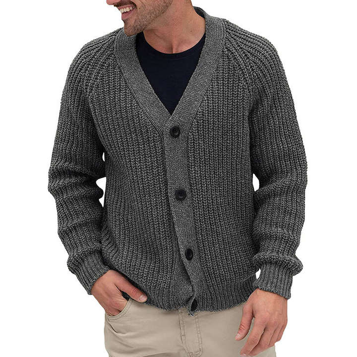 Men's Sweatshirt | Chunky Knit Button Cardigan | Mens Clothing