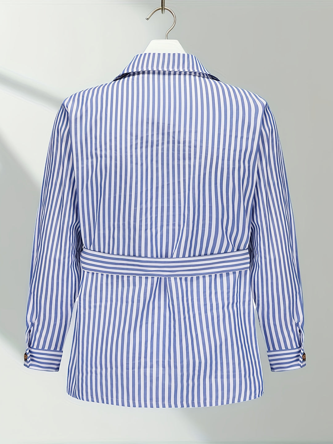 Men’s Jacket | Vertical Stripes | Classic Collar & Belt Details | All-Season
