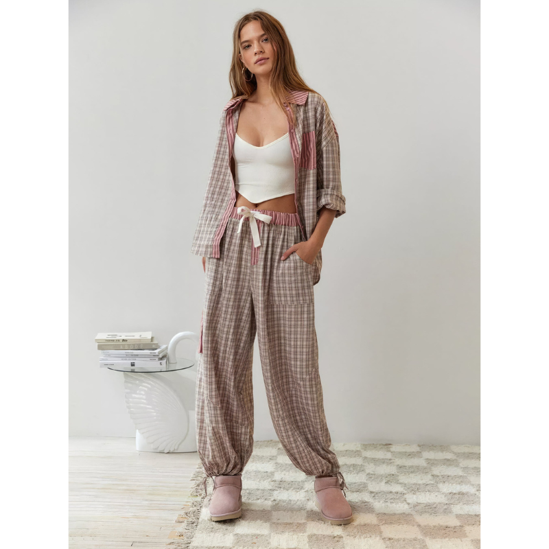 Women's Set | Soft Plaid Lounge Pyjamas | Casual Womens Clothing