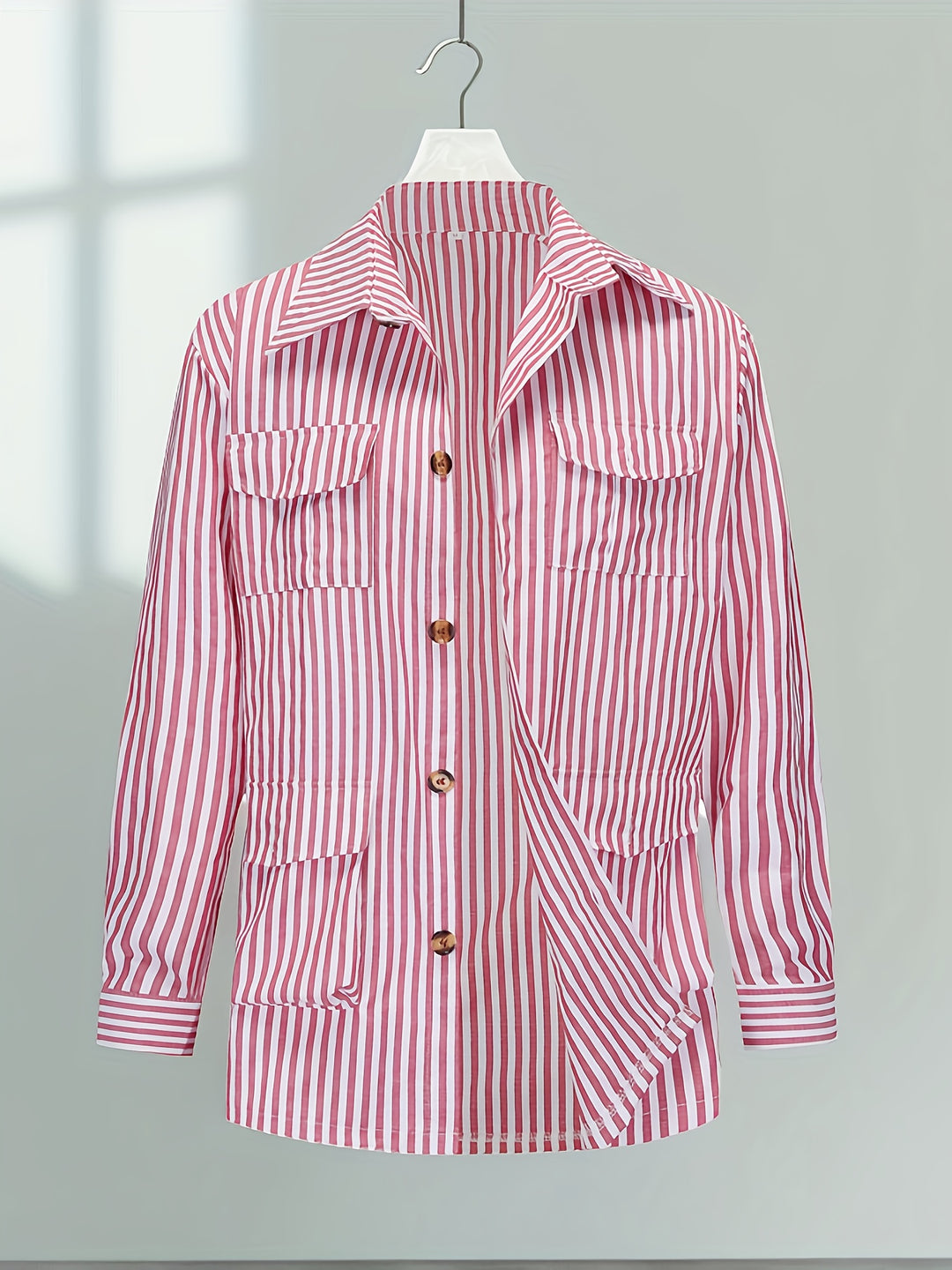 Men’s Jacket | Vertical Stripes | Classic Collar & Belt Details | All-Season