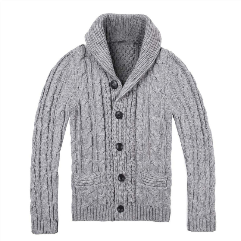 Men's Sweatshirt | Cable Knit Button Cardigan | Winter Mens Clothing