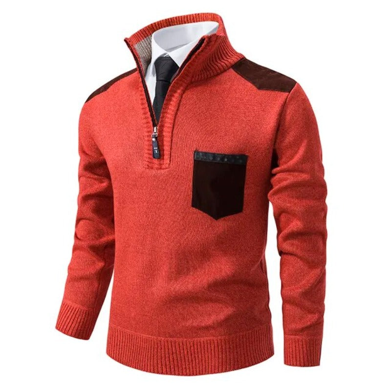 Men's Jumper | Turtleneck with Half-Zip | Fleece Lined