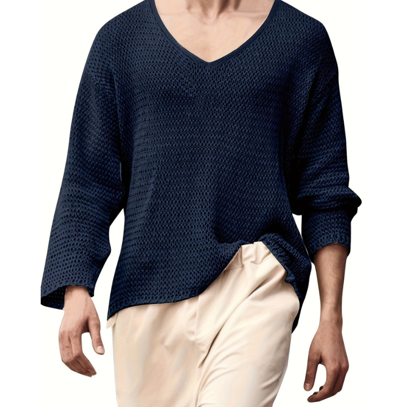 Men’s Sweatshirt | Lightweight Pullover Top | Retro V Neck Sweater