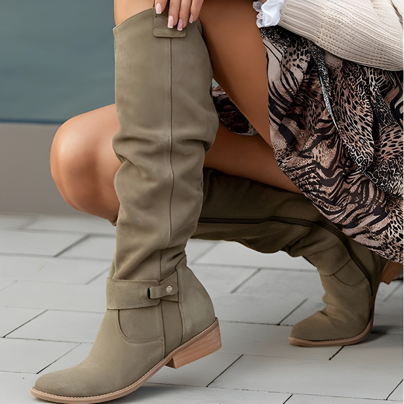 Women's Boots | Knee High Boots Shoes | Side Zipper Low Heel