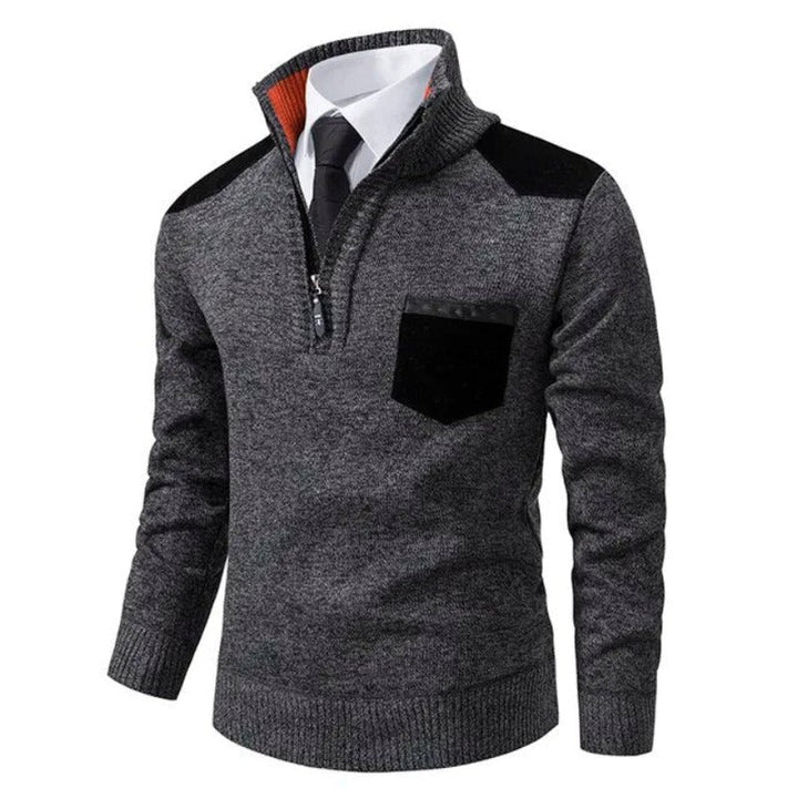 Men's Jumper | Turtleneck with Half-Zip | Fleece Lined