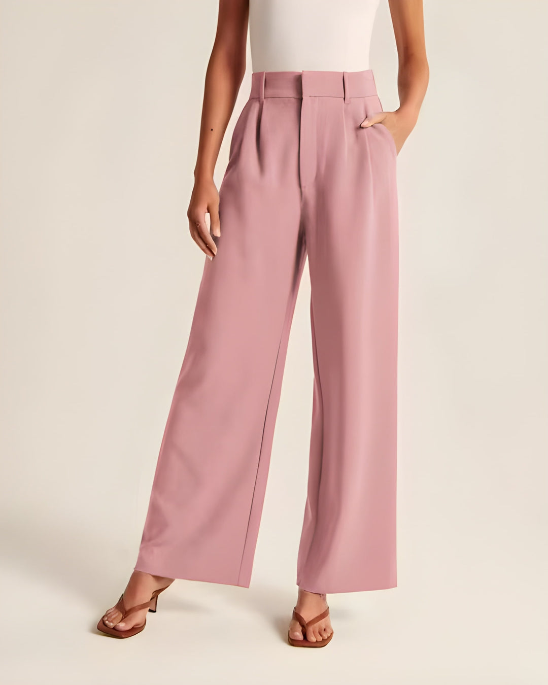 Women's Wide-Leg Trousers | Tailored Fit | Elegant Beige | Soft & Durable Fabric