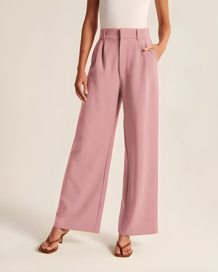 Women's Wide-Leg Trousers | Tailored Fit | Elegant Beige | Soft & Durable Fabric