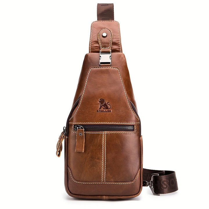 Men’s Shoulder Bag | Retro Style | Multiple Compartments | Cowhide Leather