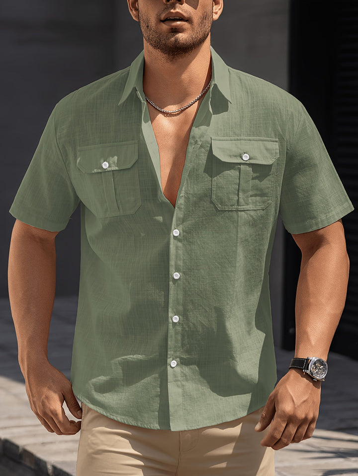 Men's Casual Shirt | Double Chest Pockets | Lightweight Cotton | Summer