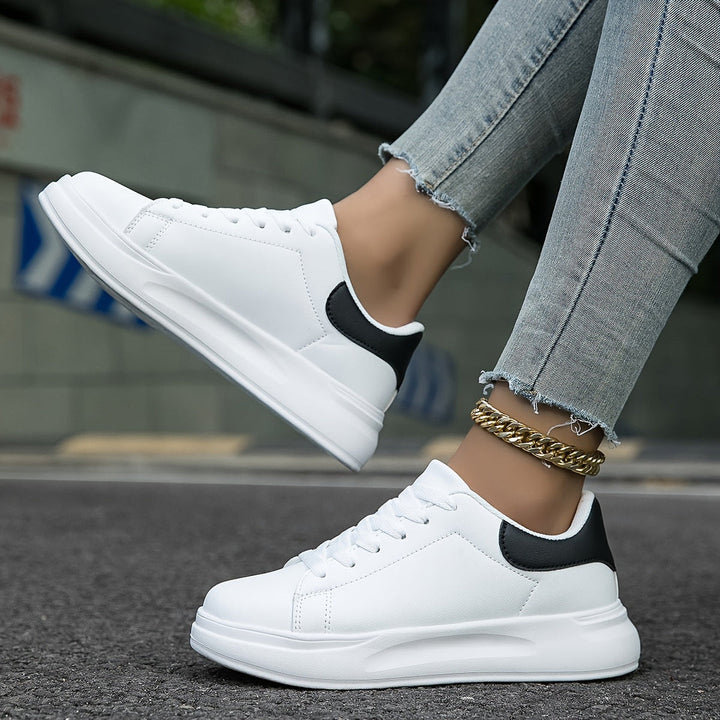 Women’s Trainers | White Faux Leather Sneakers | Casual Shoes