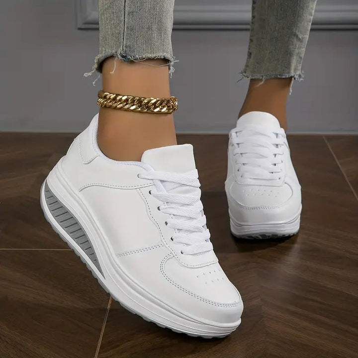 Women’s Trainers | PU Leather Platform Sneakers | Casual Shoes
