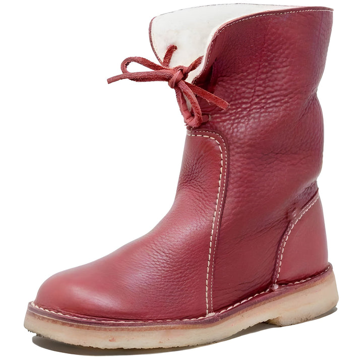 Women’s Snow Boots | Mid-High Lace-Up | Cotton Lined & Leather Upper | Winter Comfort
