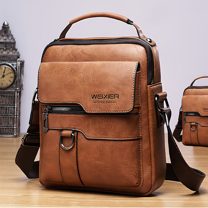 Men’s Shoulder Bag | Vintage Crossbody | Multiple Compartments | Adjustable Strap