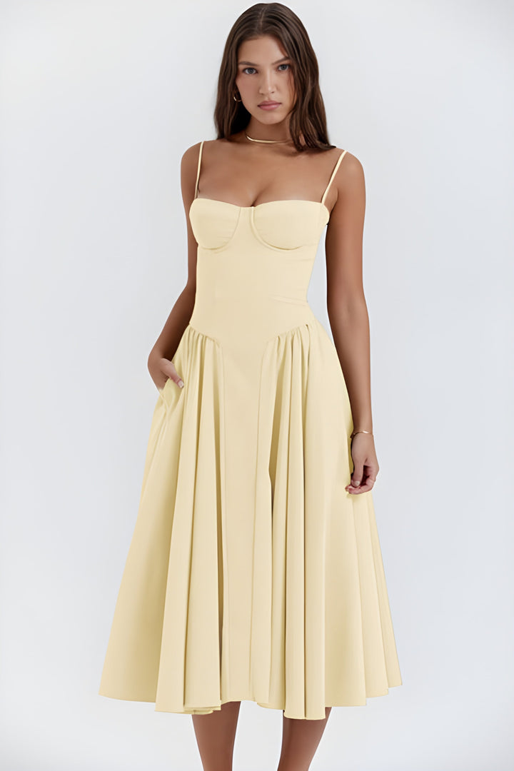 Women's Dress | Spaghetti Strap Retro Style | French Court Look | Polyester Fibre