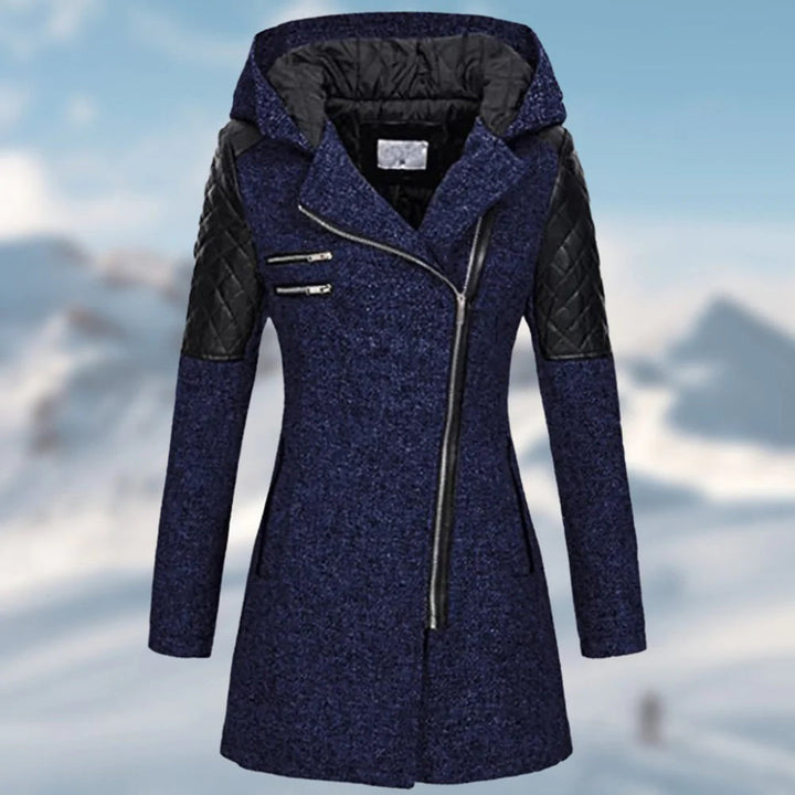 Women’s Jacket | Mid-Length & Relaxed Fit | Hood & Diagonal Zipper