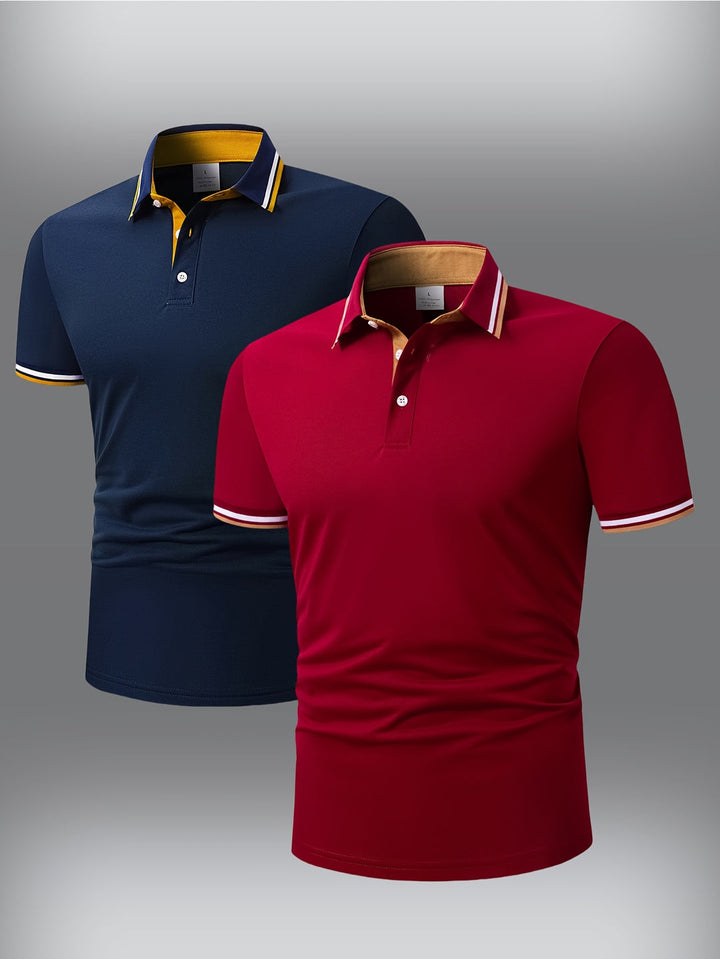 Men's Shirt Set| Contrasting Collar | Lightweight & Summer-Ready | 2-Pack