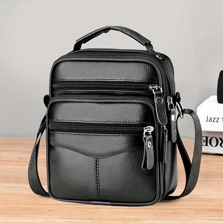 Men’s Shoulder Bag | Genuine Cowhide Leather | Adjustable Strap & Functional Design