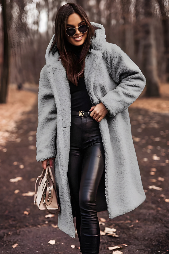 Women’s Teddy Jacket | Long Plush Coat | Warm Faux Fur Outwear