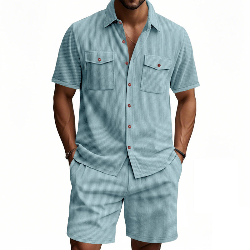 Men's Summer Set | Plain Colour Shirt & Shorts | Stylish & Breathable