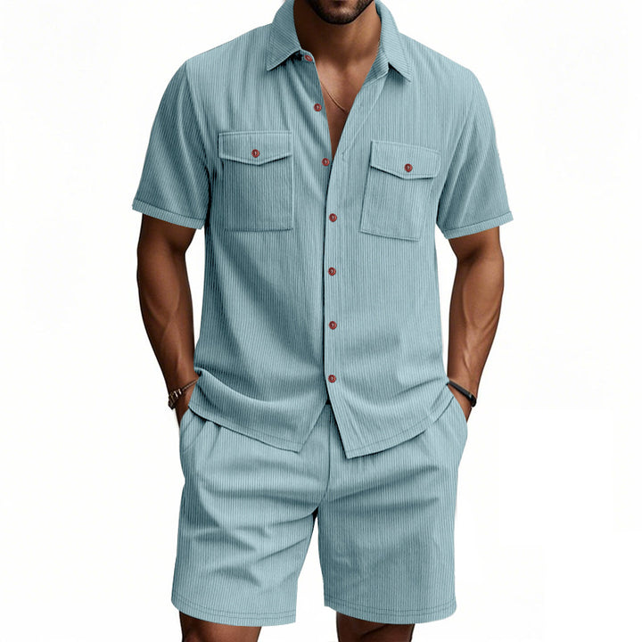Men's Summer Set | Plain Colour Shirt & Shorts | Stylish & Breathable