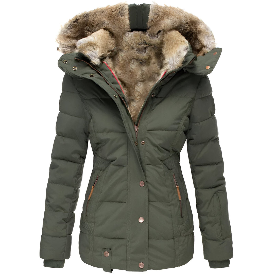 Winter Jacket for Women | Thick and Warm with Faux Fur Lining | Slim Fit Windbreaker with Hood | Zip Closure