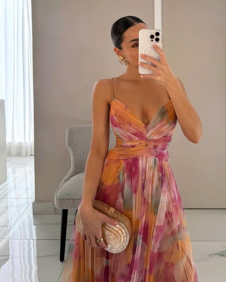 Women's Maxi Dress | Deep V-Neck & Lace | Strapless & High Waist | Summer & Wedding