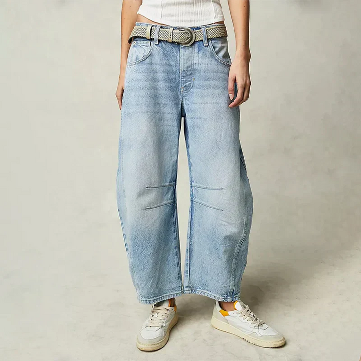 Women’s Wide Leg Jeans | Mid-Rise & High Stretch | Vintage Look | Loose Fit Denim