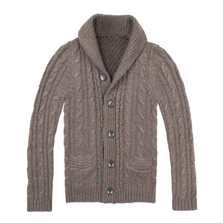 Men's Sweatshirt | Cable Knit Button Cardigan | Winter Mens Clothing