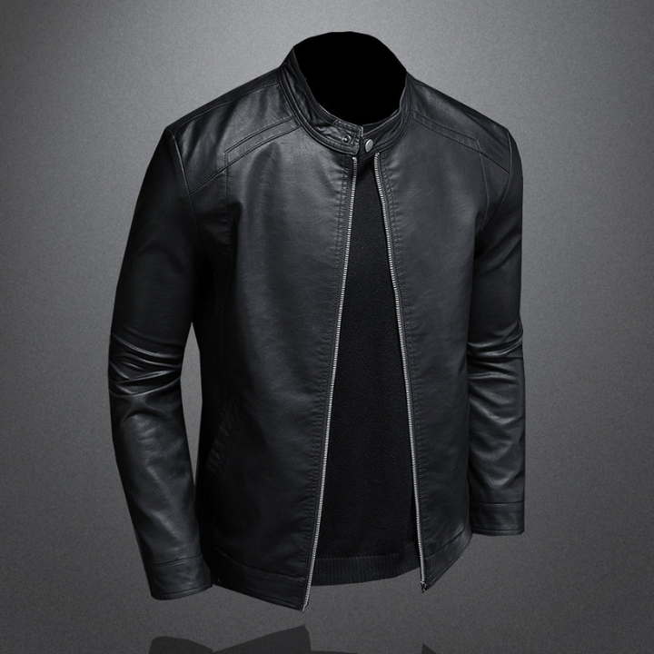 Men’s Leather Jacket | Slim Biker Coat | Stand Collar Casual Style