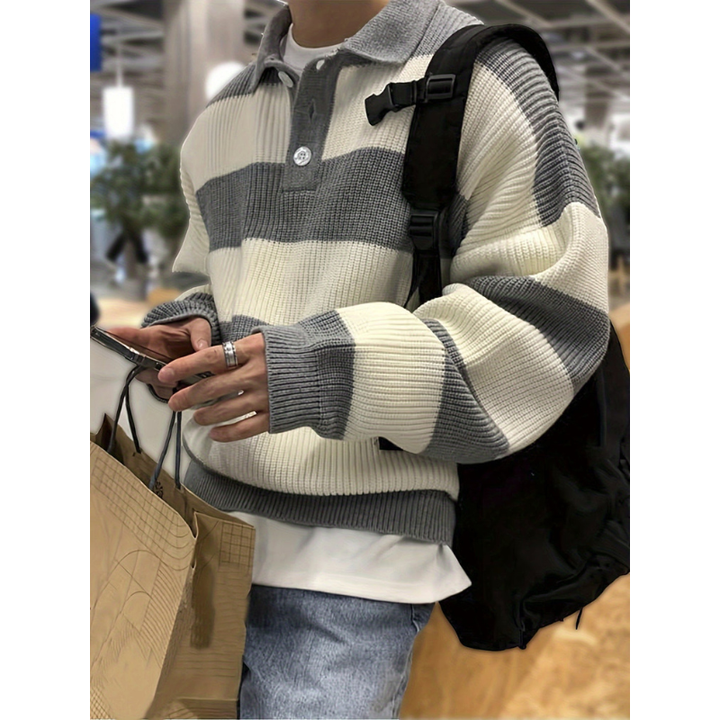 Men’s Sweatshirt | Striped Knitted Jumper | Winter Clothing